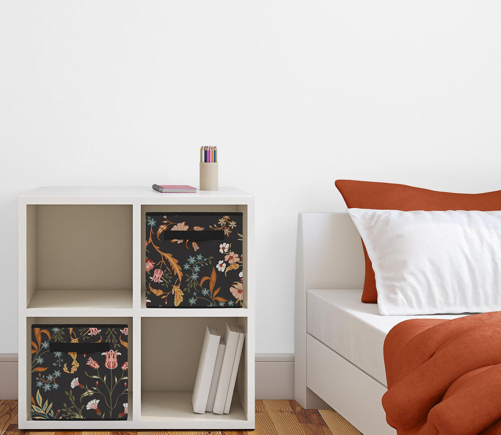 Sweet Jojo Designs boho wildflower collapsible bin open-top showing reinforced handles for easy sliding.