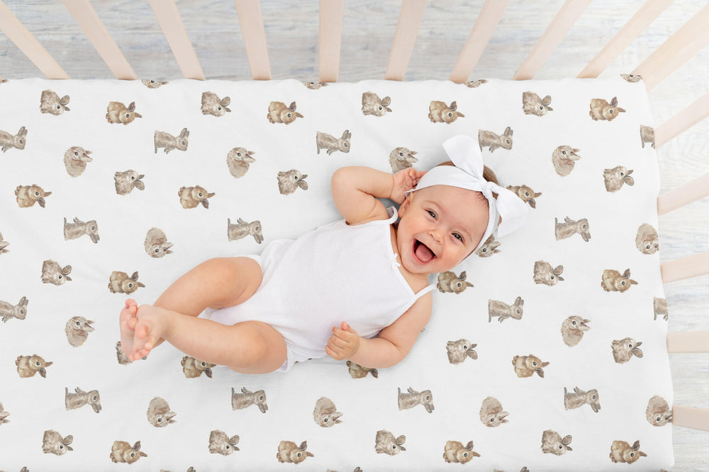 Sweet Jojo Designs breathable microfiber crib sheet ready for machine washing