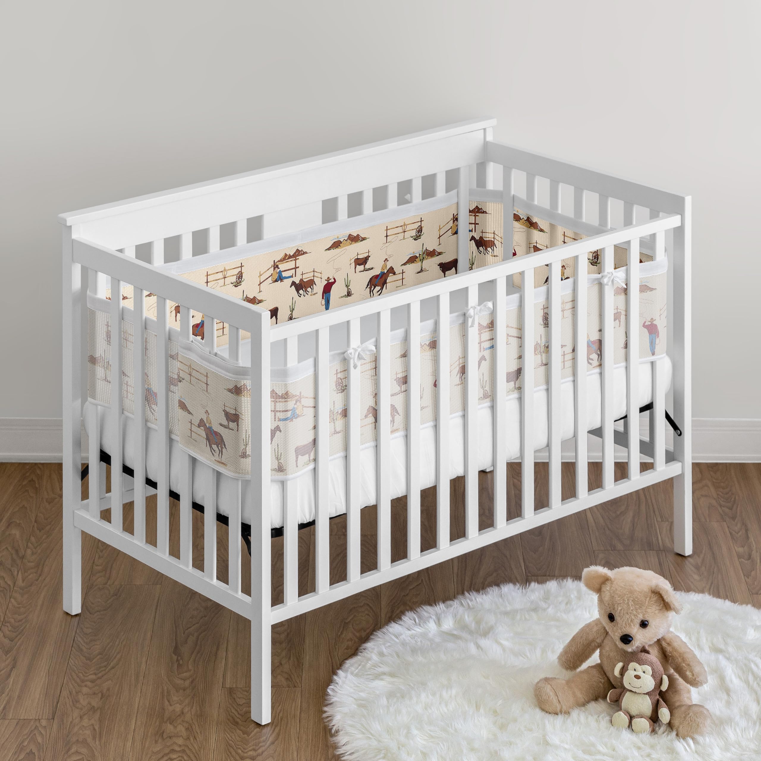 Sweet Jojo Designs BreathableBaby short-panel liner keeps pacifiers in reach with Western Cowboy print.