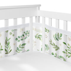 Sweet Jojo Designs breathable mesh crib liner—sage botanical print for calmer naps.