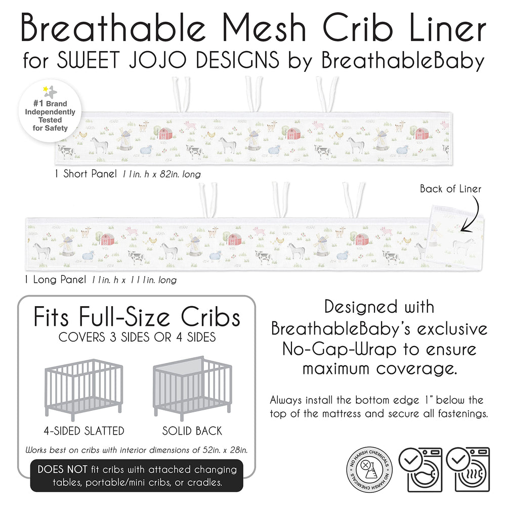 Sweet Jojo Designs breathable mesh liner pacifier inside design helps keep pacifiers within reach.