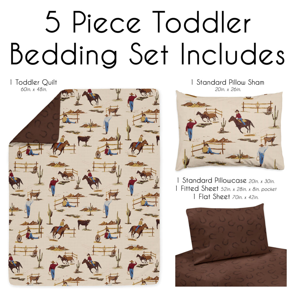 Sweet Jojo Designs brown western cowboy boy pillowcase highlights coordinated decor for toddlers