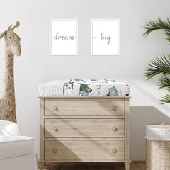 Sweet Jojo Designs changing pad cover with standard and contoured pad compatibility in the nursery.