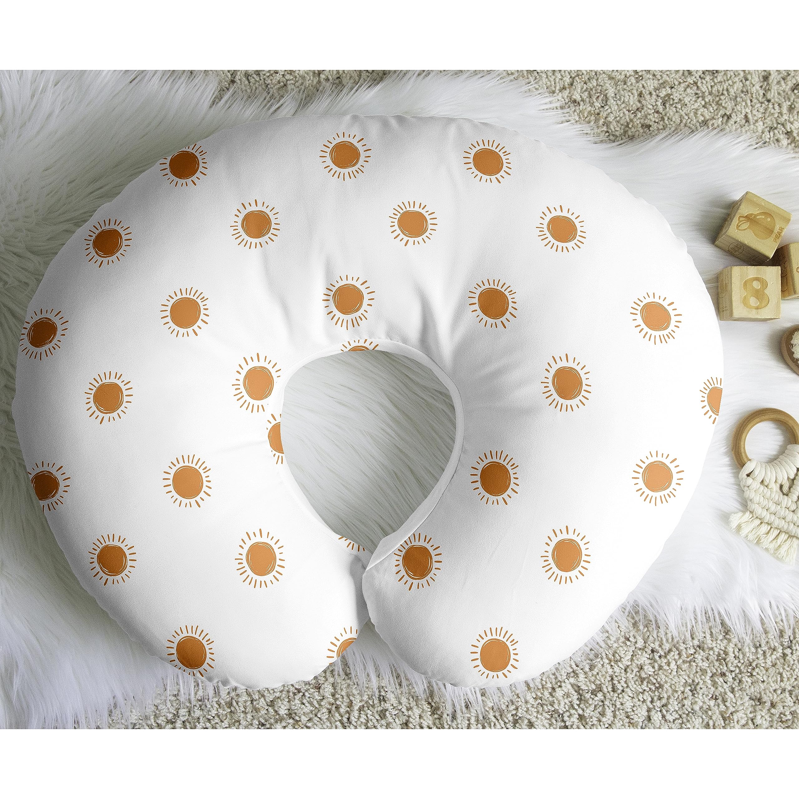 Sweet Jojo Designs cover fit 25x17 pillow demonstrates snug nursing pillow compatibility.