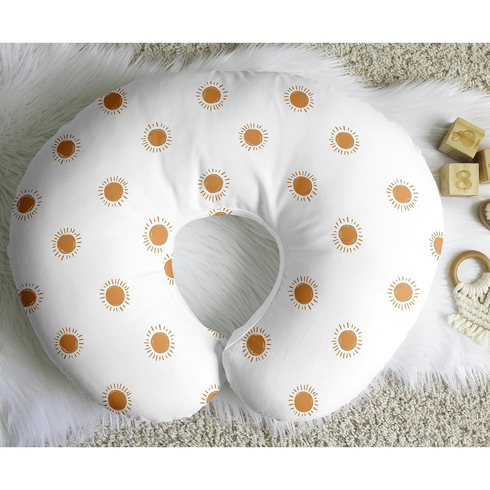 Sweet Jojo Designs cover fit 25x17 pillow demonstrates snug nursing pillow compatibility.