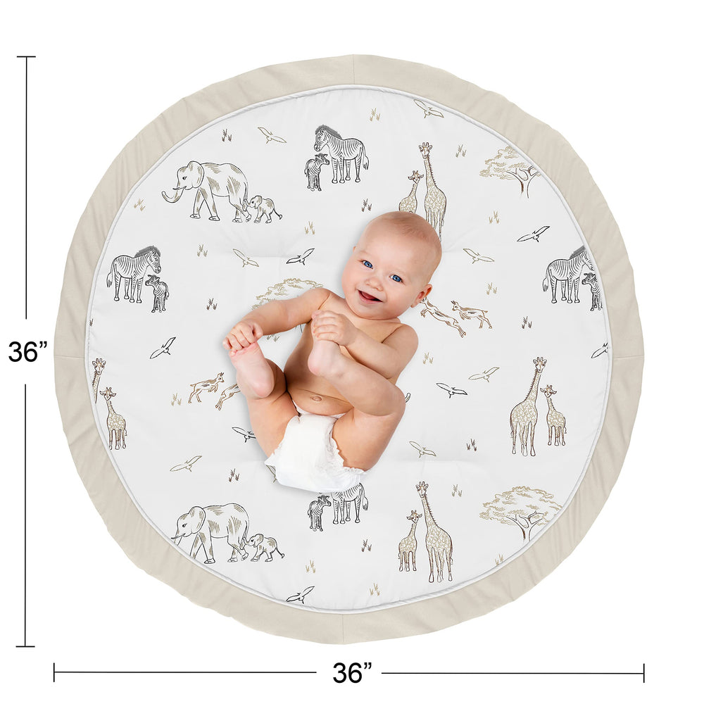 Sweet Jojo Designs Jungle Safari playmat coordinates with nursery sets for cohesive decor.