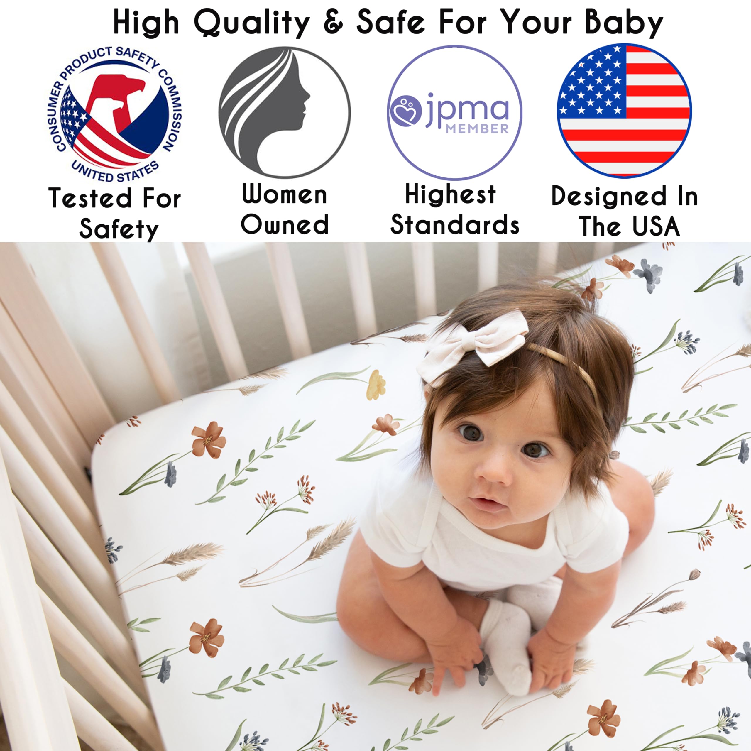 Sweet Jojo Designs closeup shows brushed microfiber fabric with a soft cozy feel