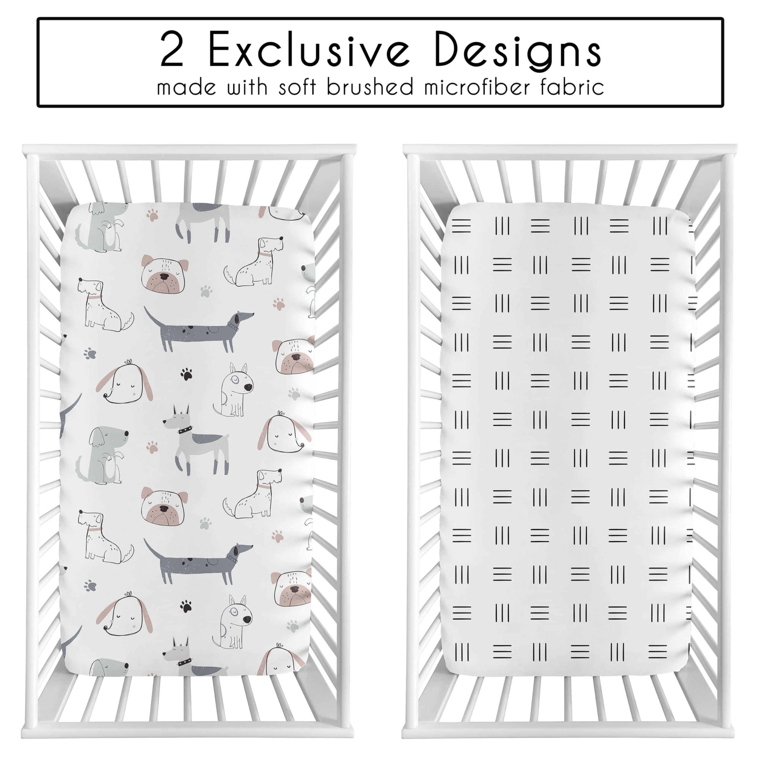 Sweet Jojo Designs crib sheets geometric hatch pattern for modern nursery styling and easy coordination.