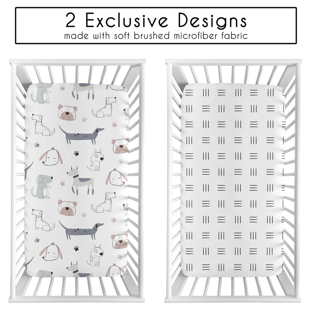 Sweet Jojo Designs crib sheets geometric hatch pattern for modern nursery styling and easy coordination.