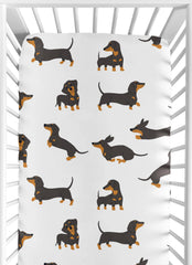 Sweet Jojo Designs dachshund-printed crib sheet on a standard crib for soothing naps