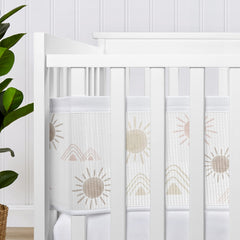 Sweet Jojo Designs desert sun installed crib demonstrates a safer, contained sleep space.