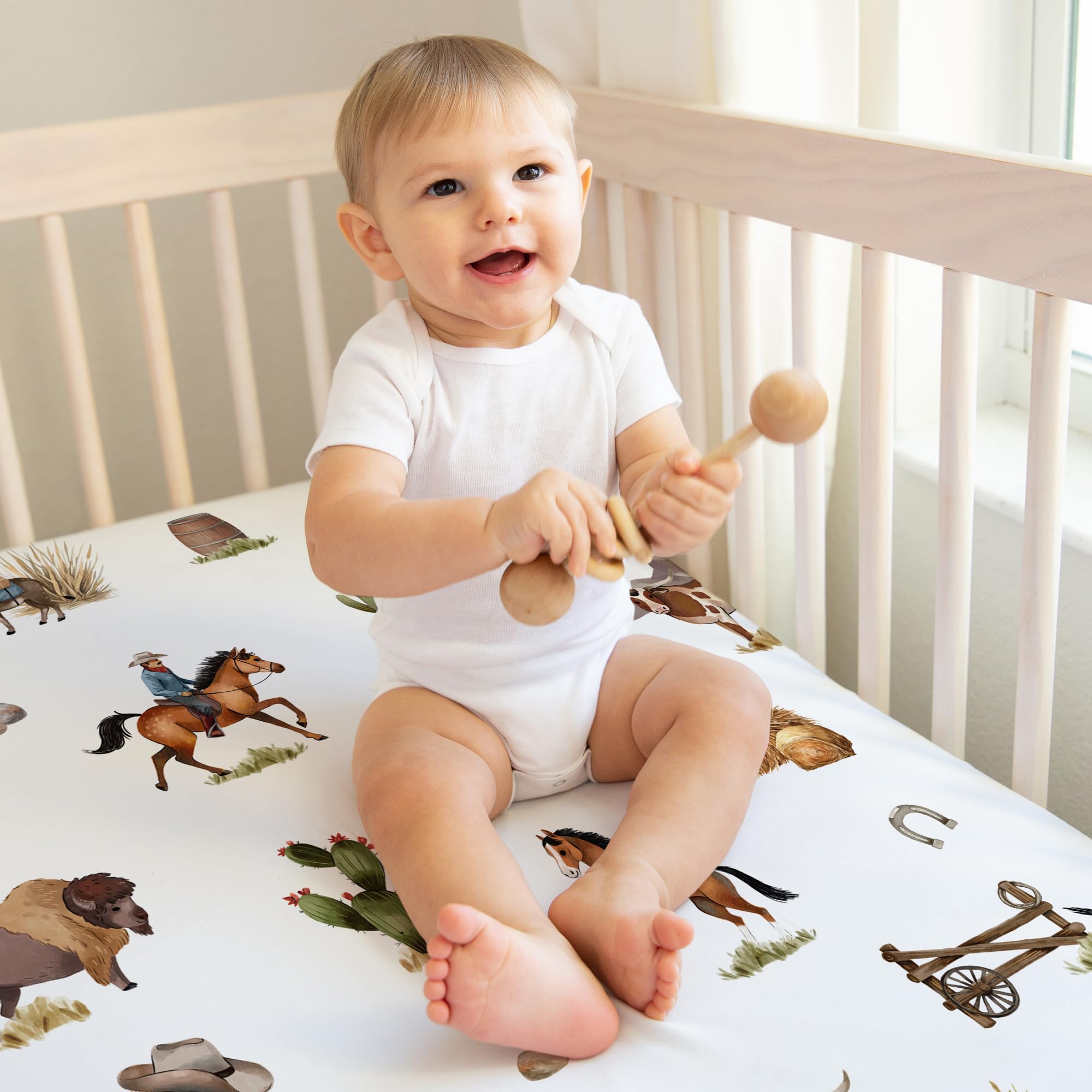 Sweet Jojo Designs easy-care fabric emphasizes machine wash and tumble dry.