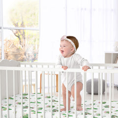 Sweet Jojo Designs elastic bottom crib sheet ensures a secure snug fit