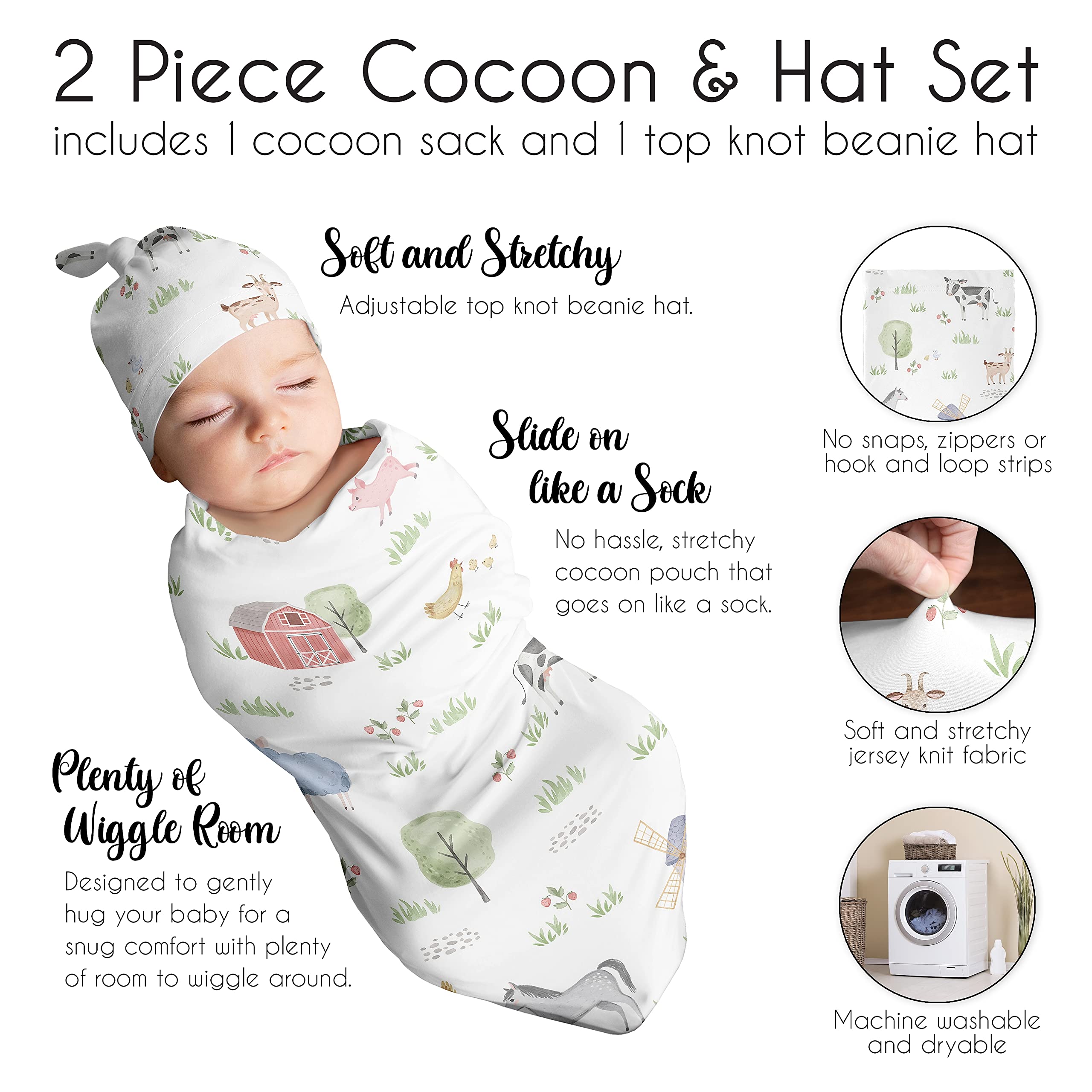 Sweet Jojo Designs farm animals material detail closeup emphasizes soft rayon spandex blend