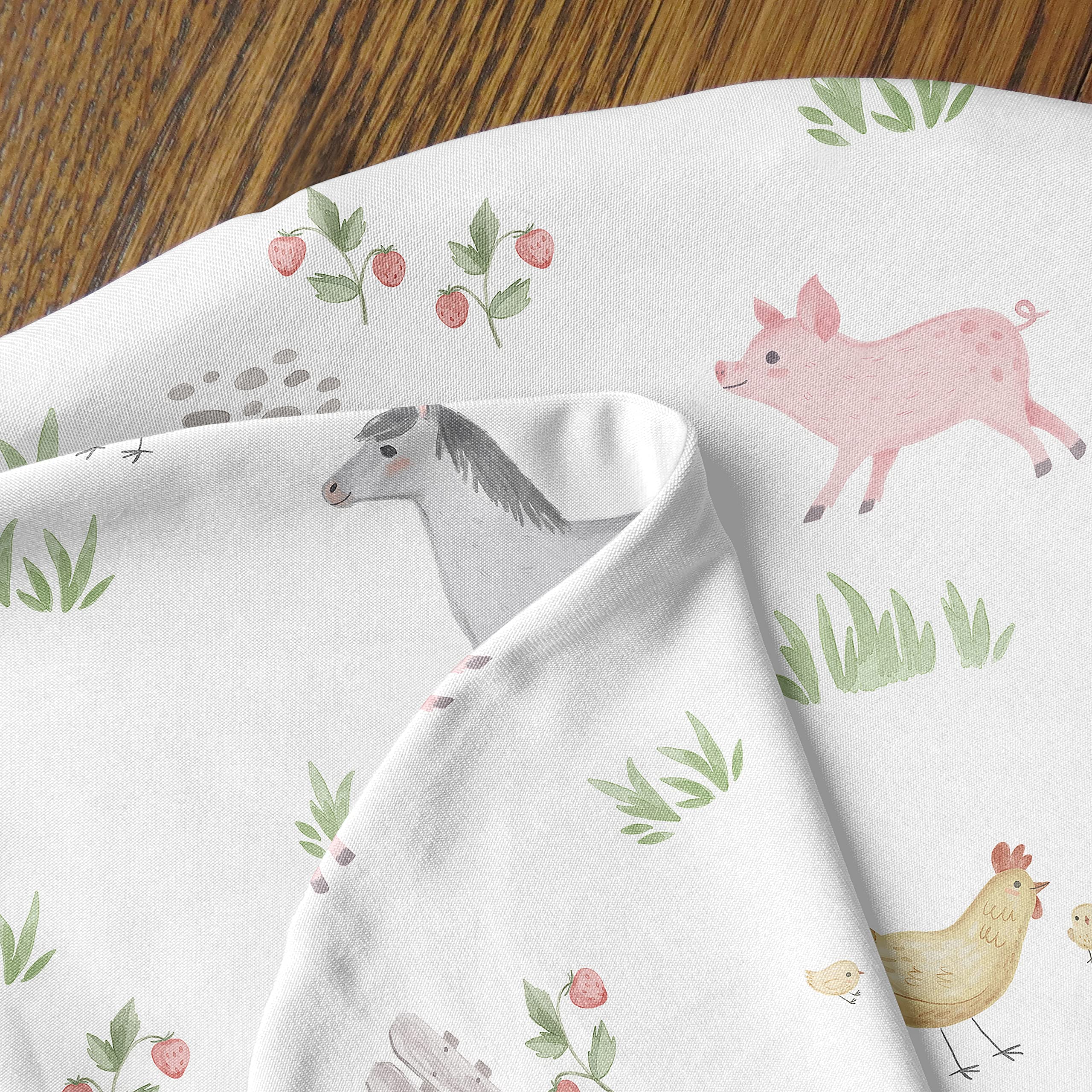 Sweet Jojo Designs farm animals nursery scene showing coordinating bedding and decor