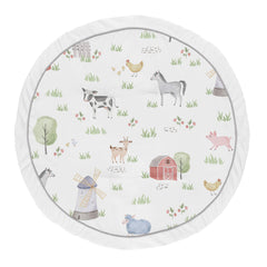 Sweet Jojo Designs Farm Animals Playmat is a 36-inch round surface for comfy tummy time