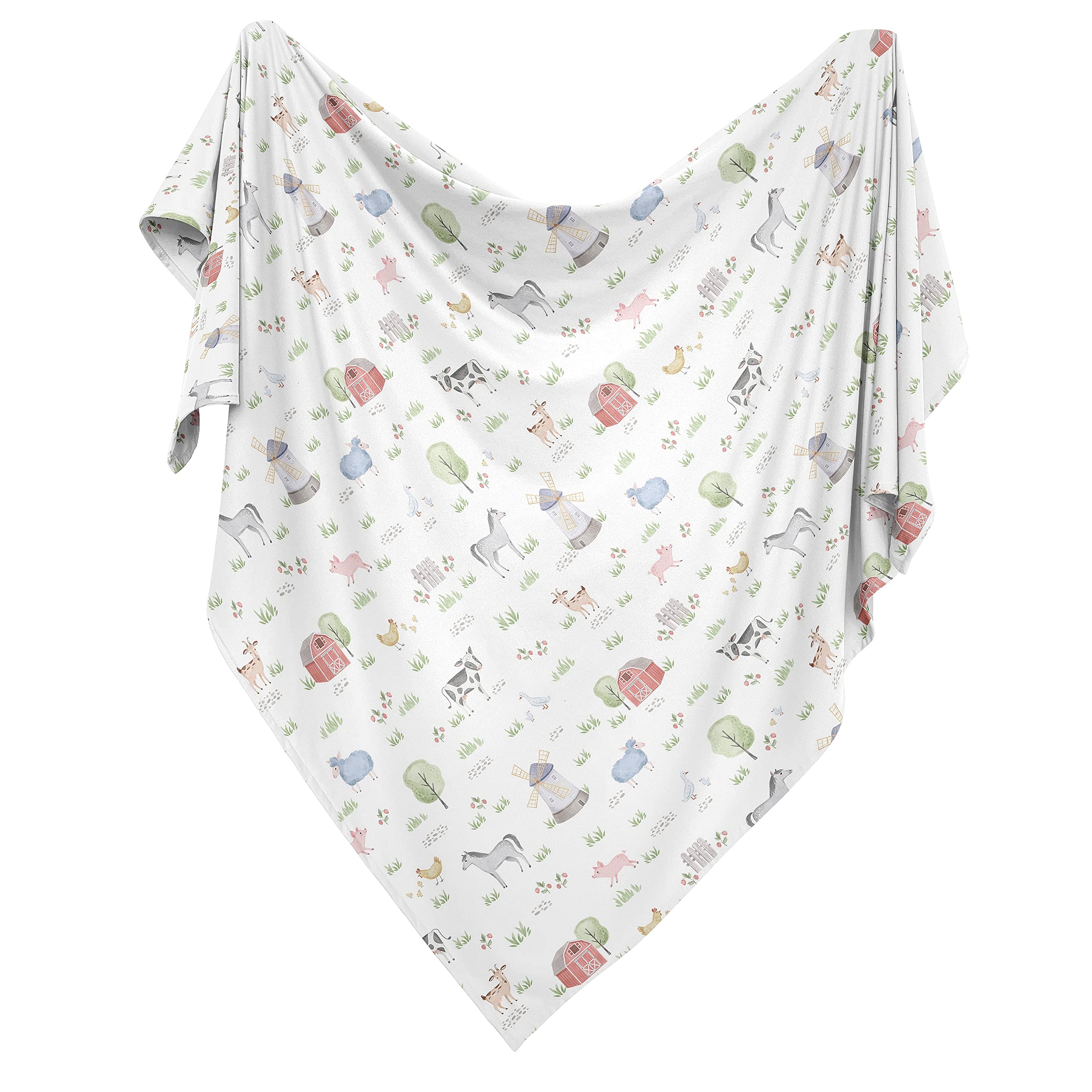 Sweet Jojo Designs watercolor cow swaddle: soft stretch knit supports secure newborn swaddling