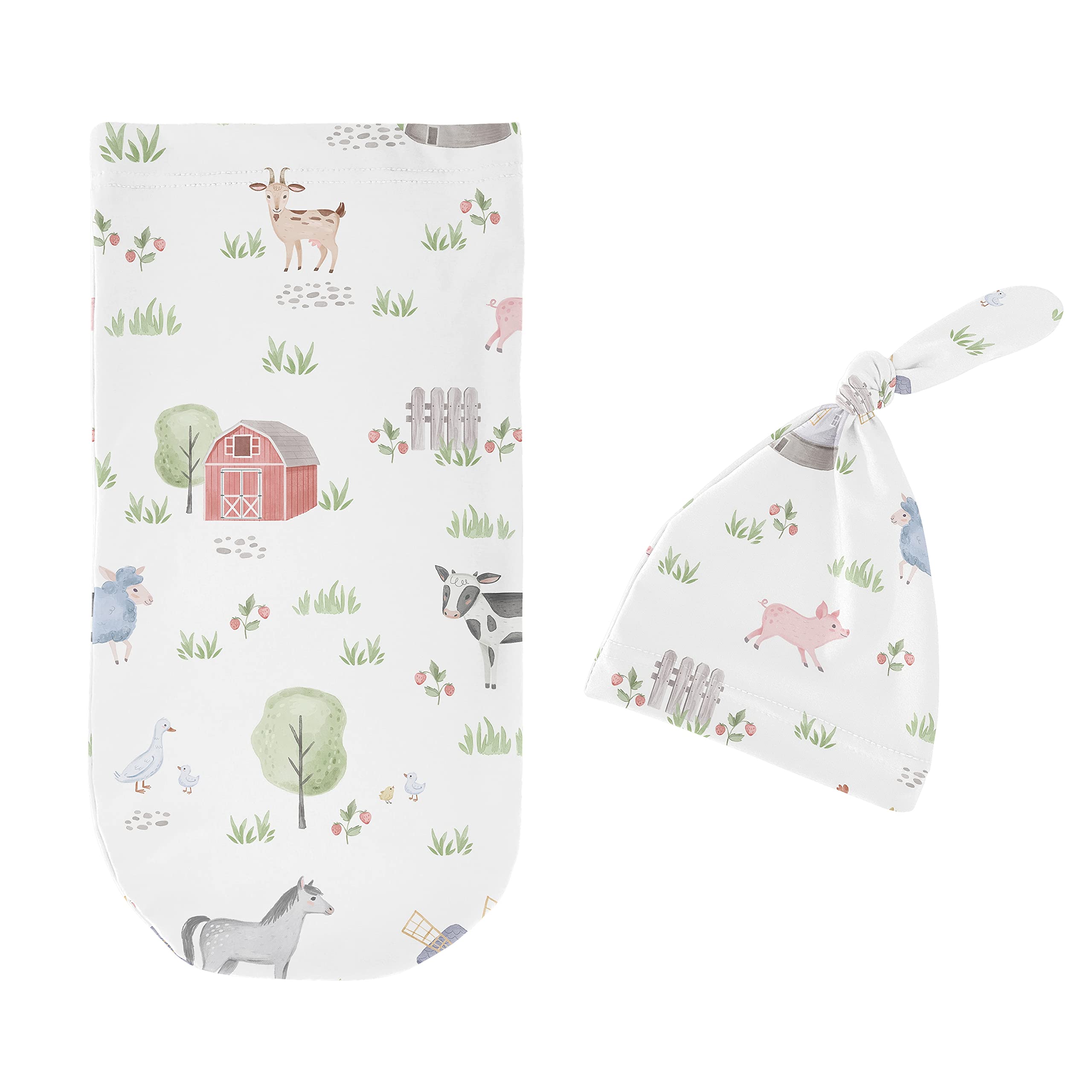 Sweet Jojo Designs farm animals top knot hat closeup ideal for cozy newborn warmth