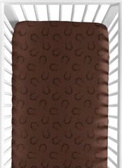 Sweet Jojo Designs fitted crib sheet with horseshoe print keeps baby cozy at nap time.