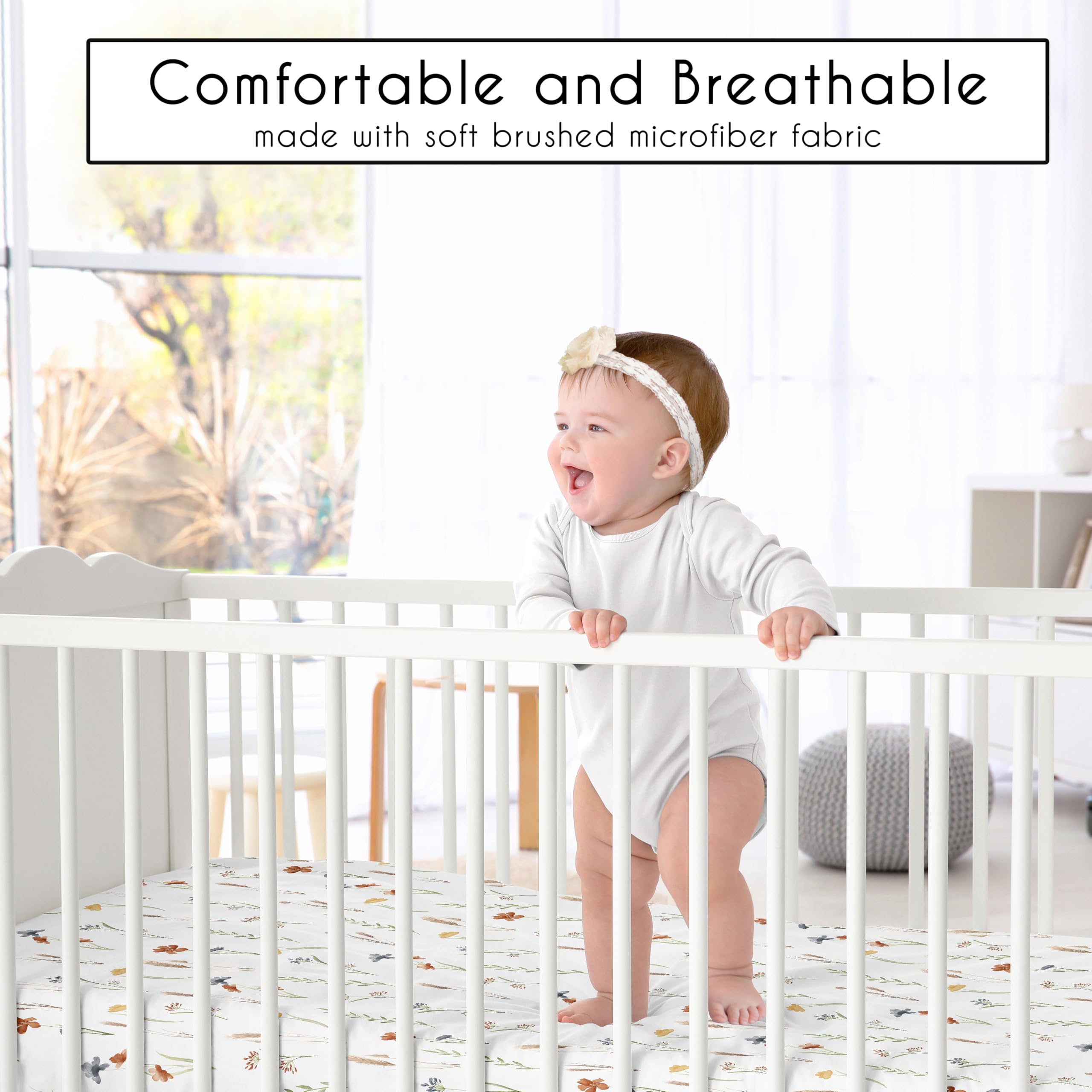 Sweet Jojo Designs fitted crib sheet multicolor boho floral with gentle skin comfort