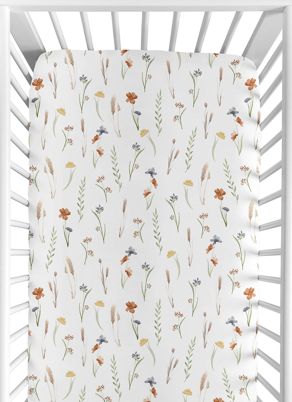 Sweet Jojo Designs crib sheet in sage flower garden for a soothing nursery