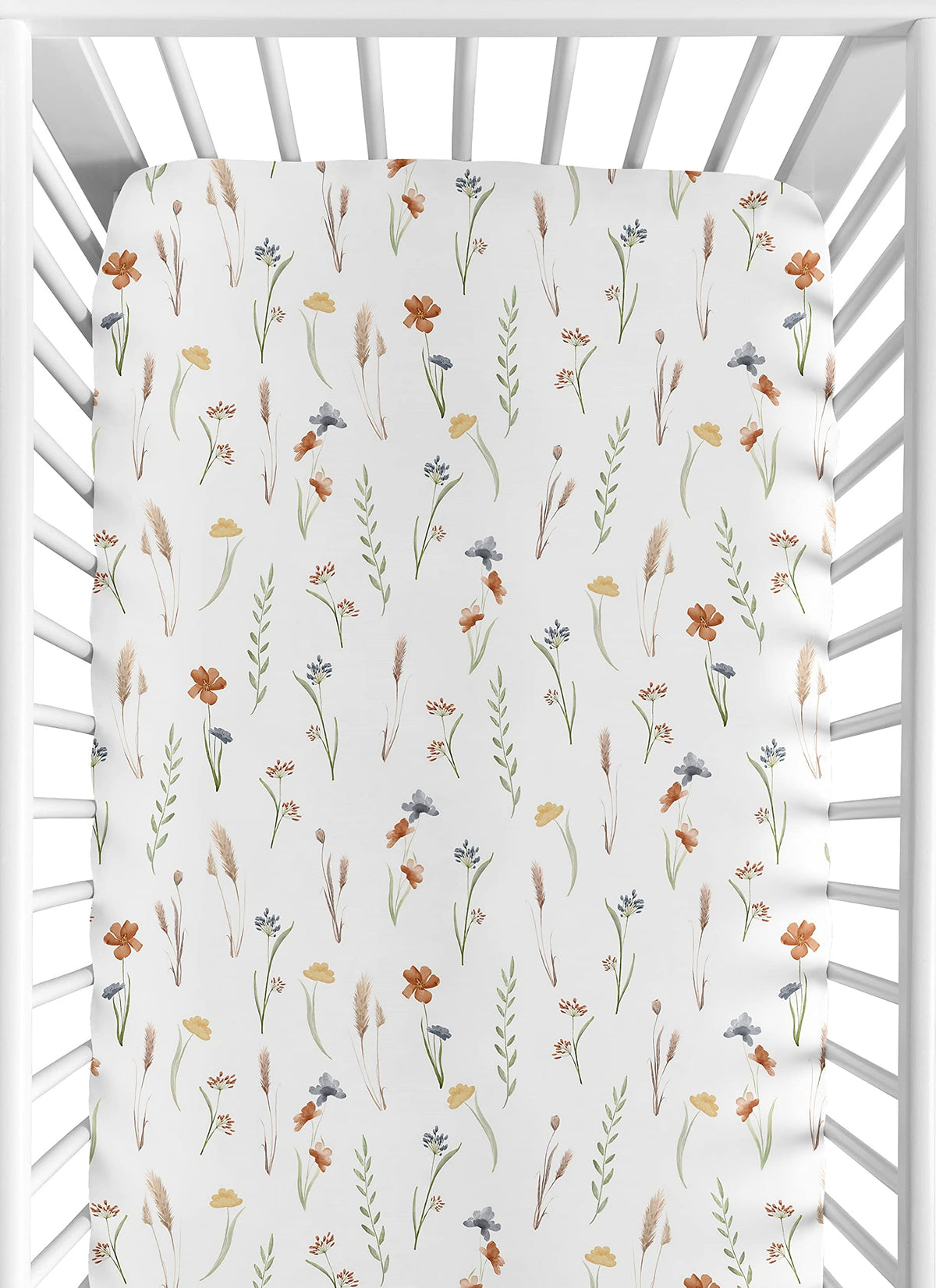 Sweet Jojo Designs crib sheet in sage flower garden for a soothing nursery