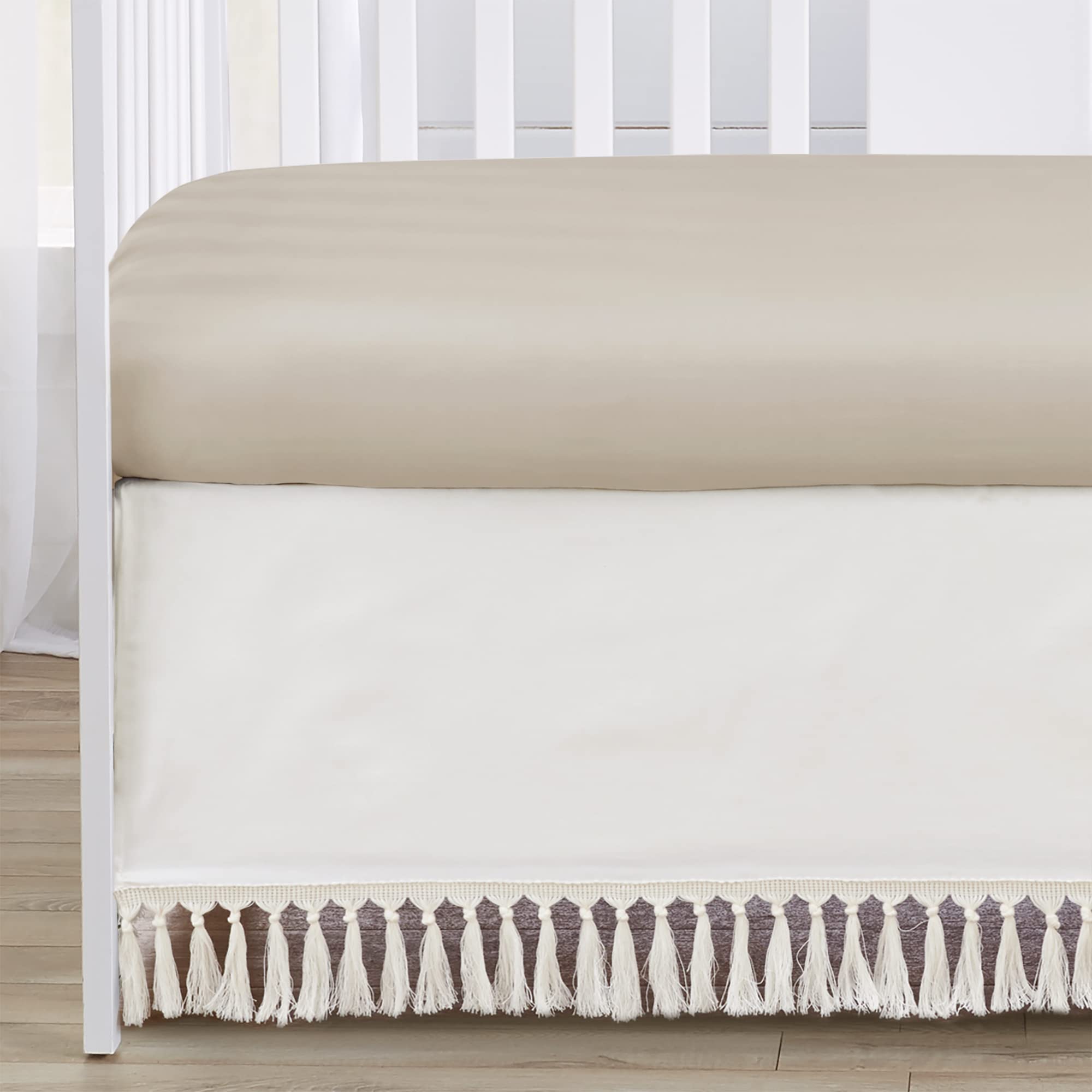 Sweet Jojo Designs fringe embroidery detail enhances texture and charm.