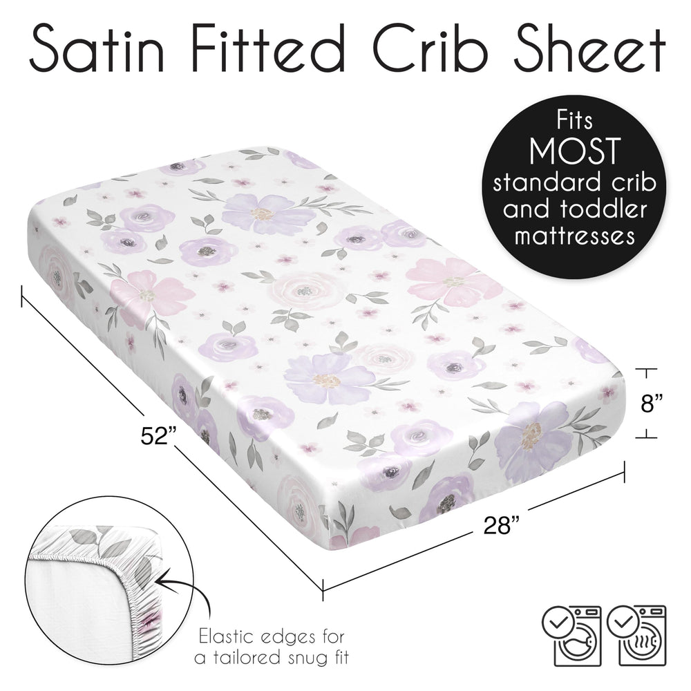 Sweet Jojo Designs Fully Elastic Bottom Crib Sheet ensures secure fit on standard mattresses