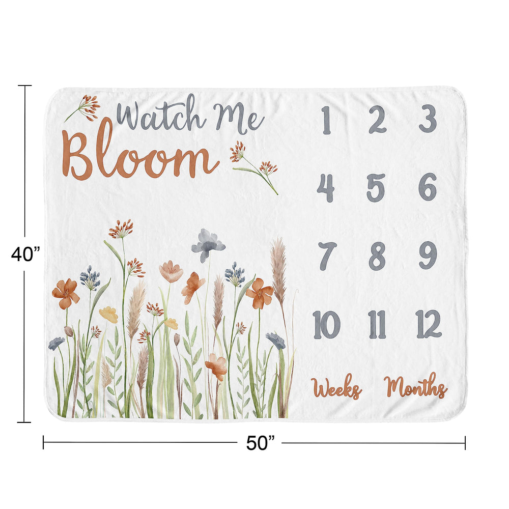 Sweet Jojo Designs garden floral pattern closeup highlights vintage-inspired nursery decor.