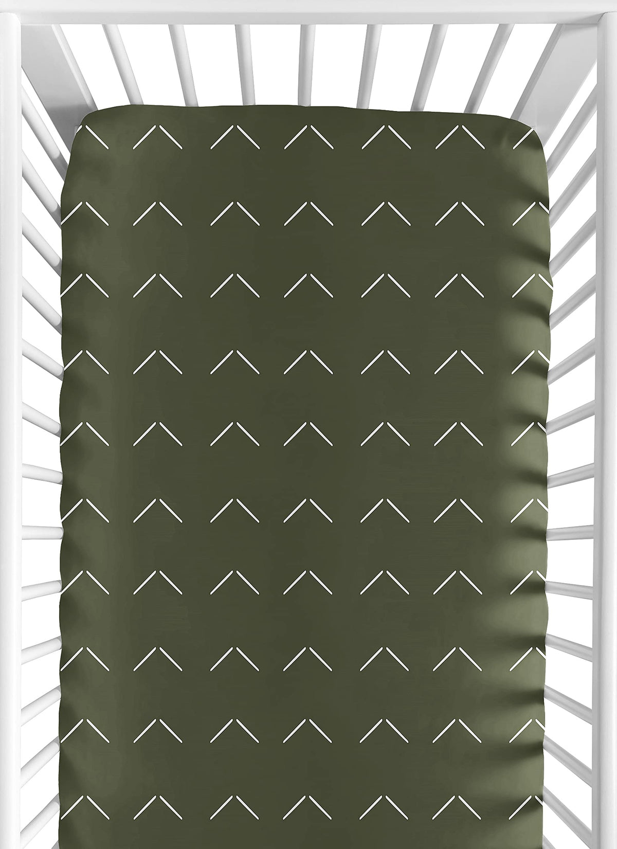Sweet Jojo Designs green-white boho arrow fitted crib sheet for a soothing nursery