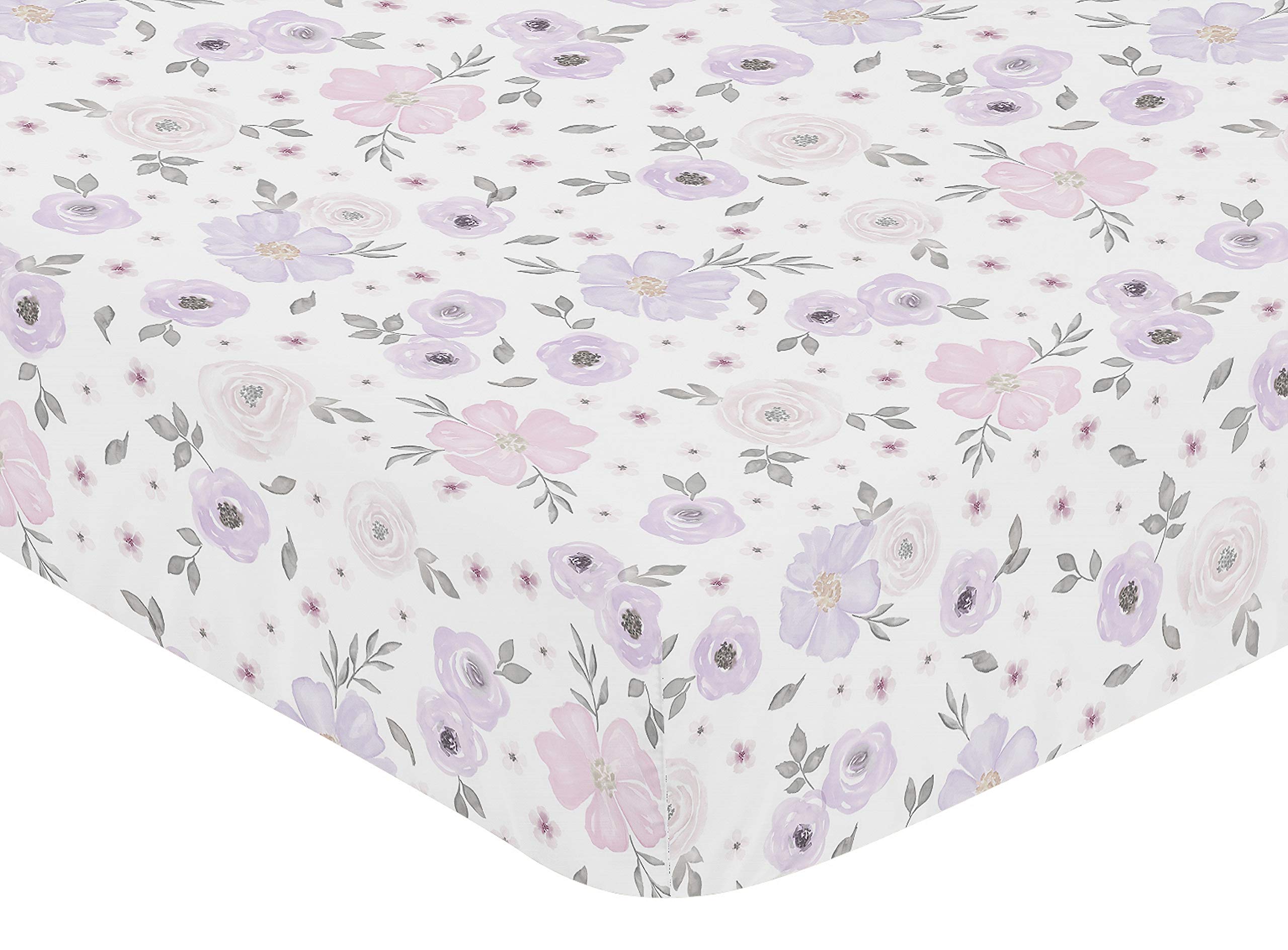 Sweet Jojo Designs jersey-knit crib sheet features secure bottom elastic for a snug fit.