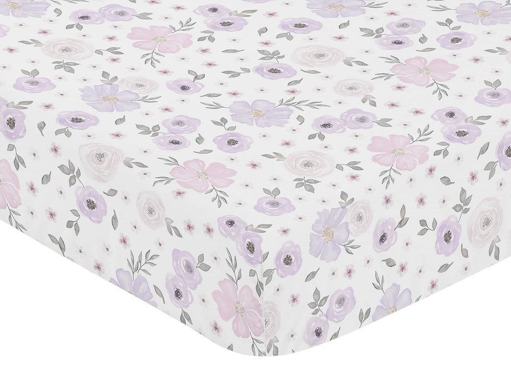 Sweet Jojo Designs jersey-knit crib sheet features secure bottom elastic for a snug fit.