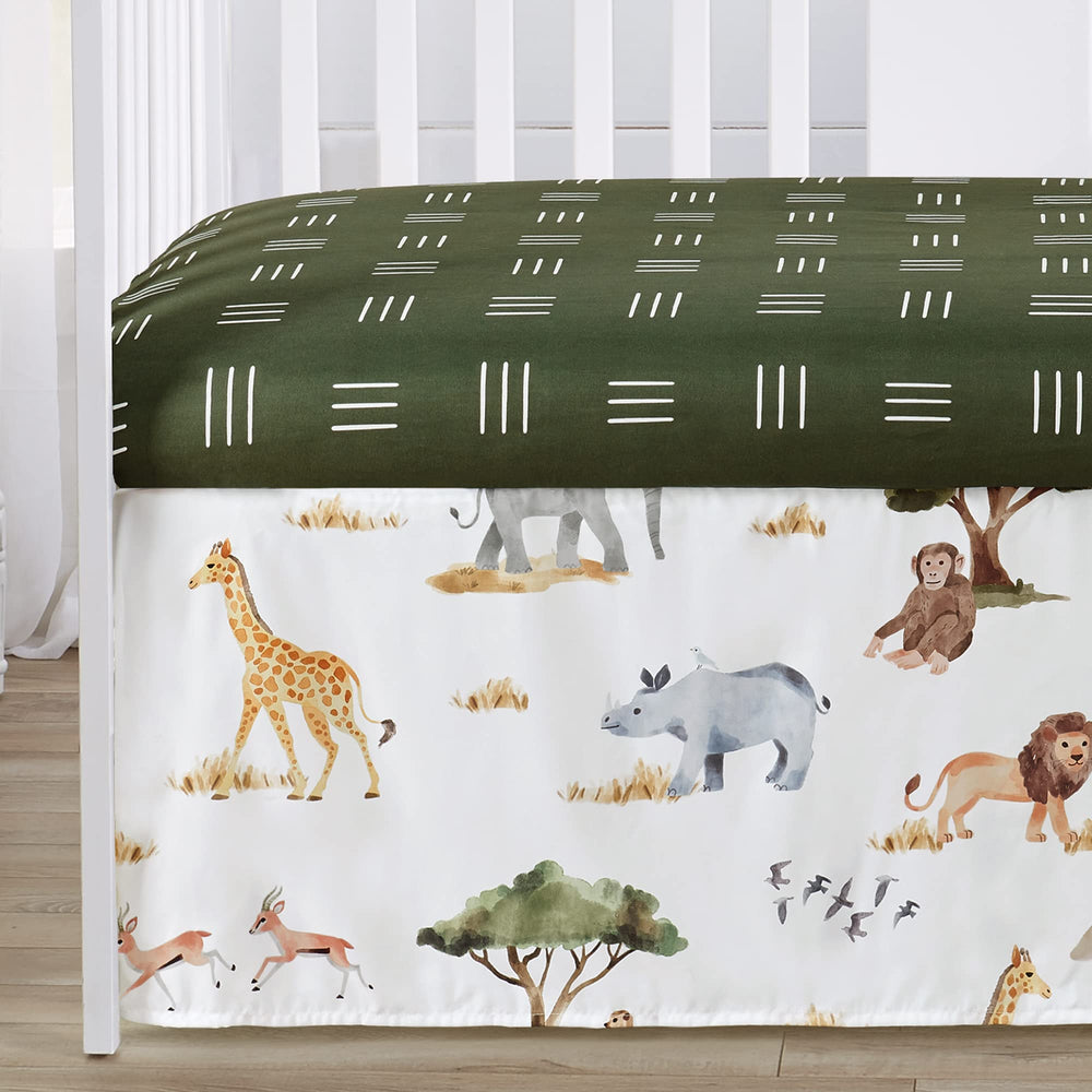 Sweet Jojo Designs Jungle Animals mudcloth crib sheet adds breathable texture at bedtime