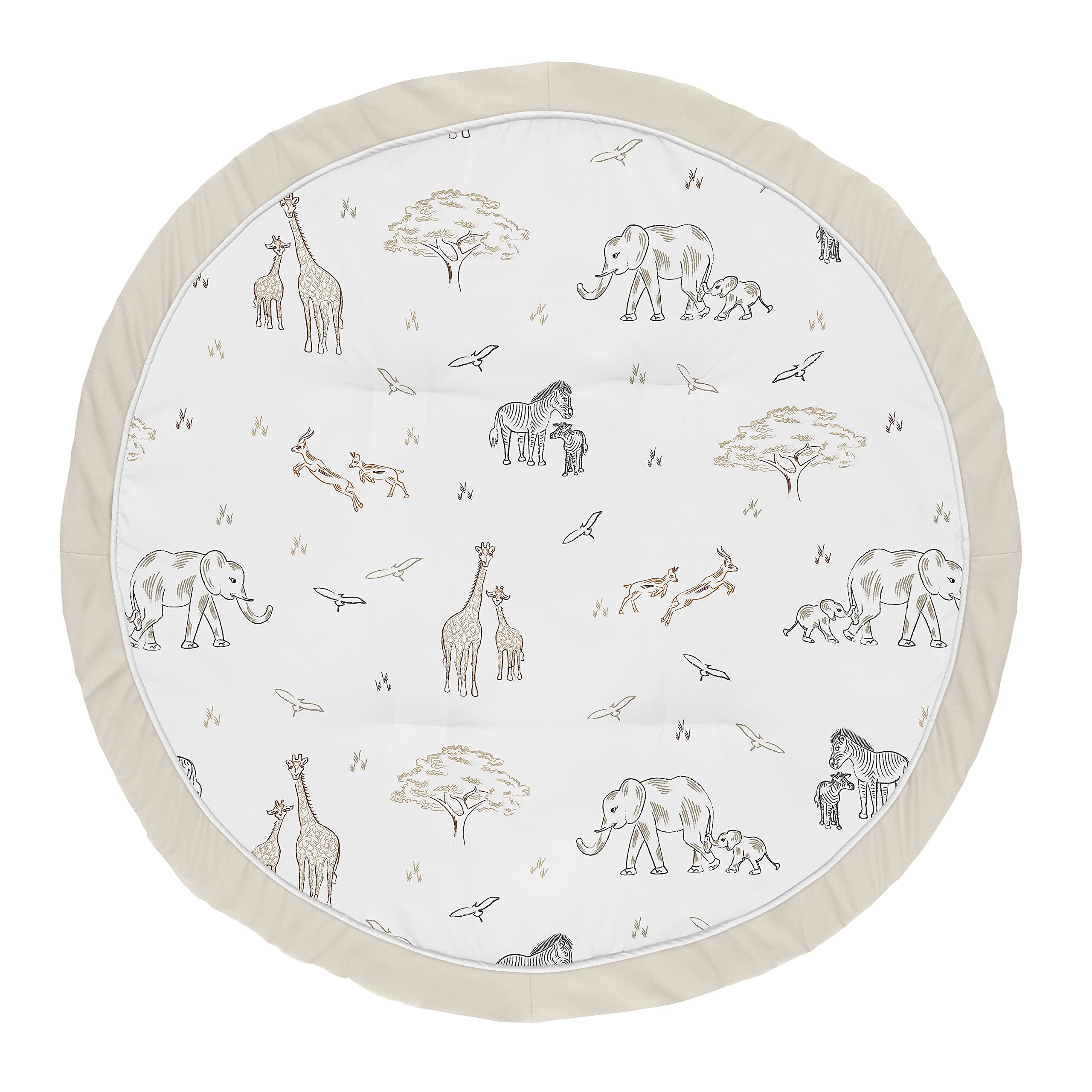 Sweet Jojo Designs Jungle Safari playmat 36-inch round offers a roomy tummy time surface.