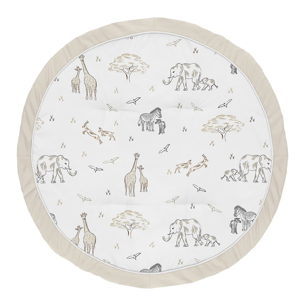 Sweet Jojo Designs Jungle Safari playmat 36-inch round offers a roomy tummy time surface.