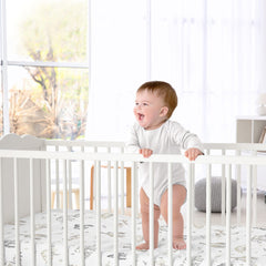Sweet Jojo Designs Serengeti scene crib sheet helps set a cozy bedtime routine