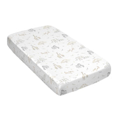Sweet Jojo Designs wildlife print crib sheet features Serengeti scene for imaginative nursery décor