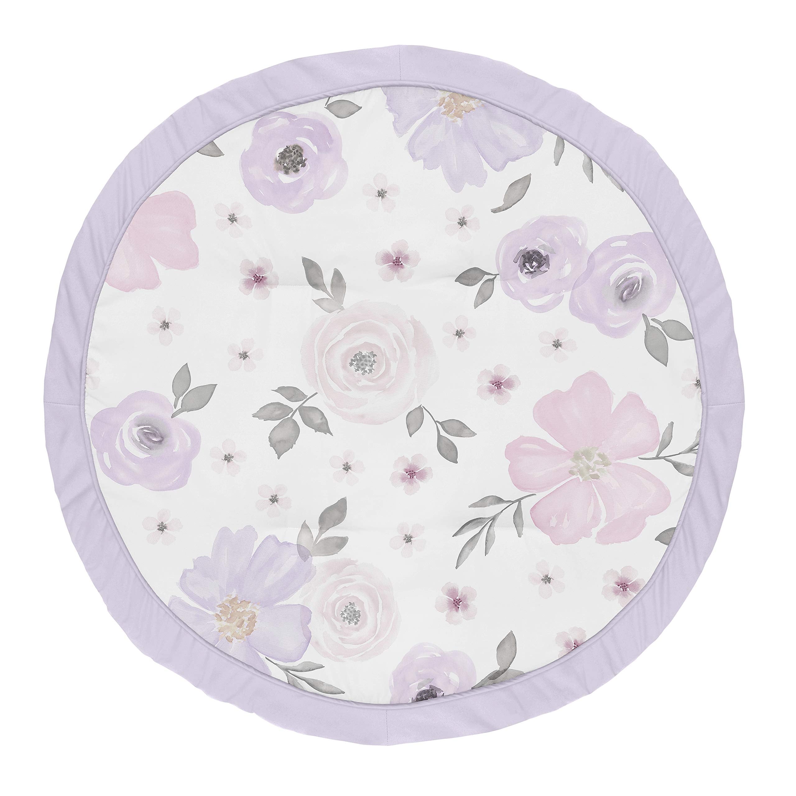 Sweet Jojo Designs lavender playmat features watercolor rose print for tummy time