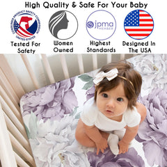 Sweet Jojo Designs lavender colorway highlights calming tones for coordinated nursery decor and restful vibes