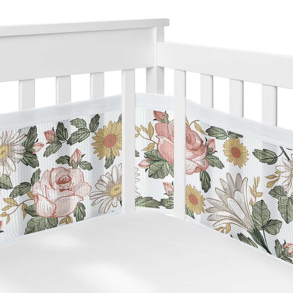 Sweet Jojo Designs long panel mesh liner with taut sides for safer crib containment.