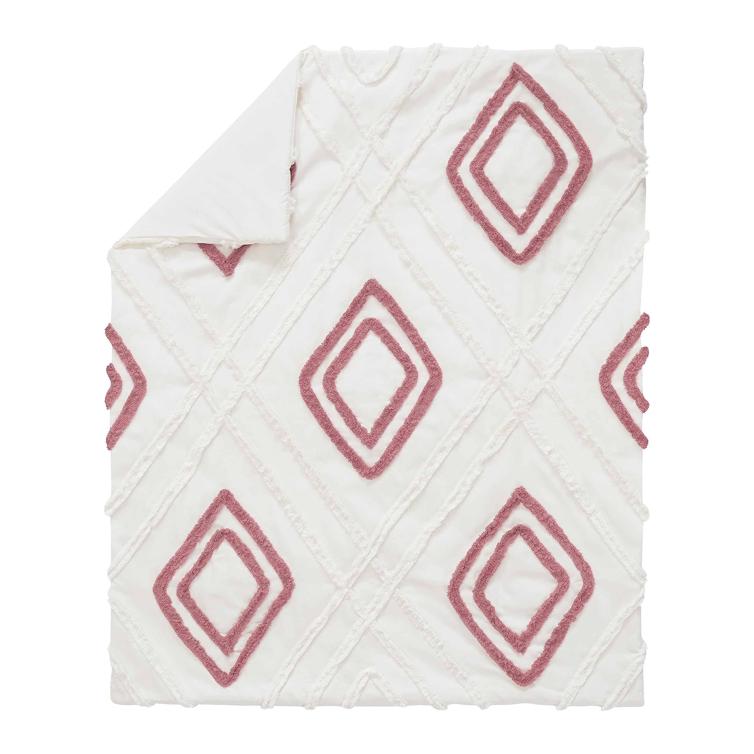 Sweet Jojo Designs mauve pink crib skirt with diamond-chevron pattern adds depth
