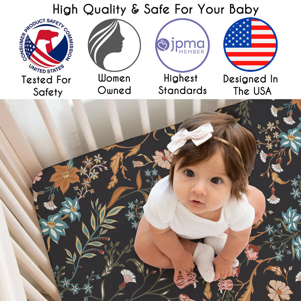 Sweet Jojo Designs mini crib sheet in brushed microfiber is gentle on delicate skin