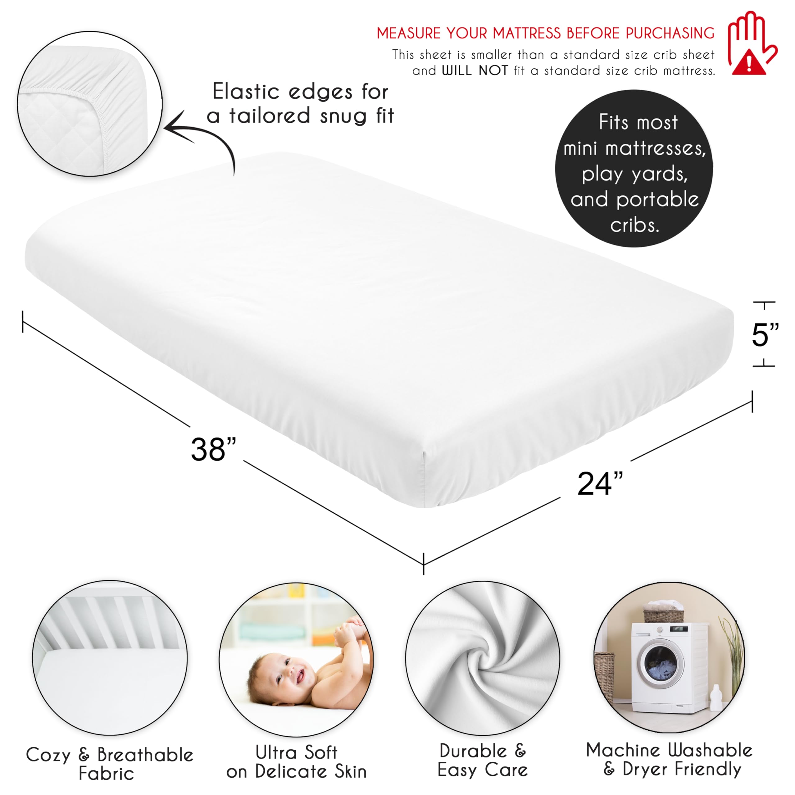Sweet Jojo Designs mini crib sheet is machine washable for busy parents