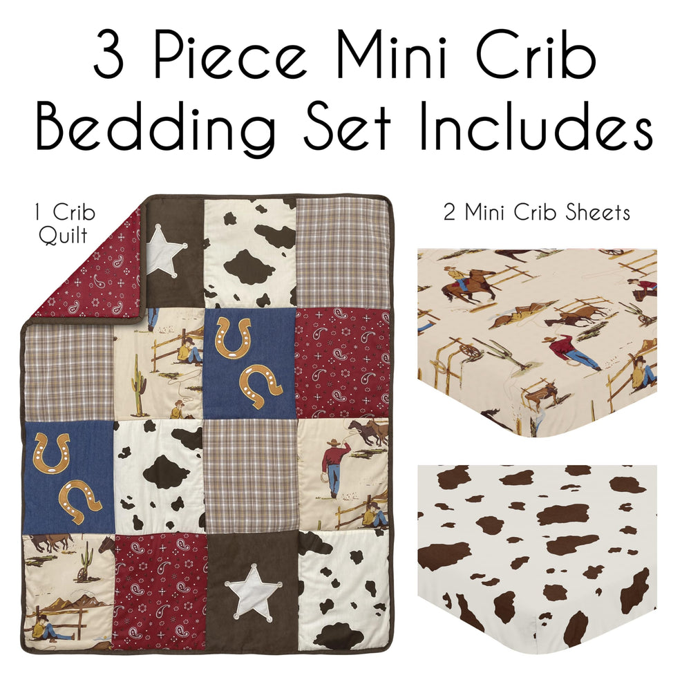 Sweet Jojo Designs cow print mini crib sheet fits snugly on portable cribs.