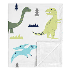 Sweet Jojo Designs Modern Dino Mod dinosaur blanket blue-green-grey print for newborn comfort