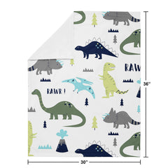 Sweet Jojo Designs dinosaur print blanket coordinates with nursery decor for coordinated rooms
