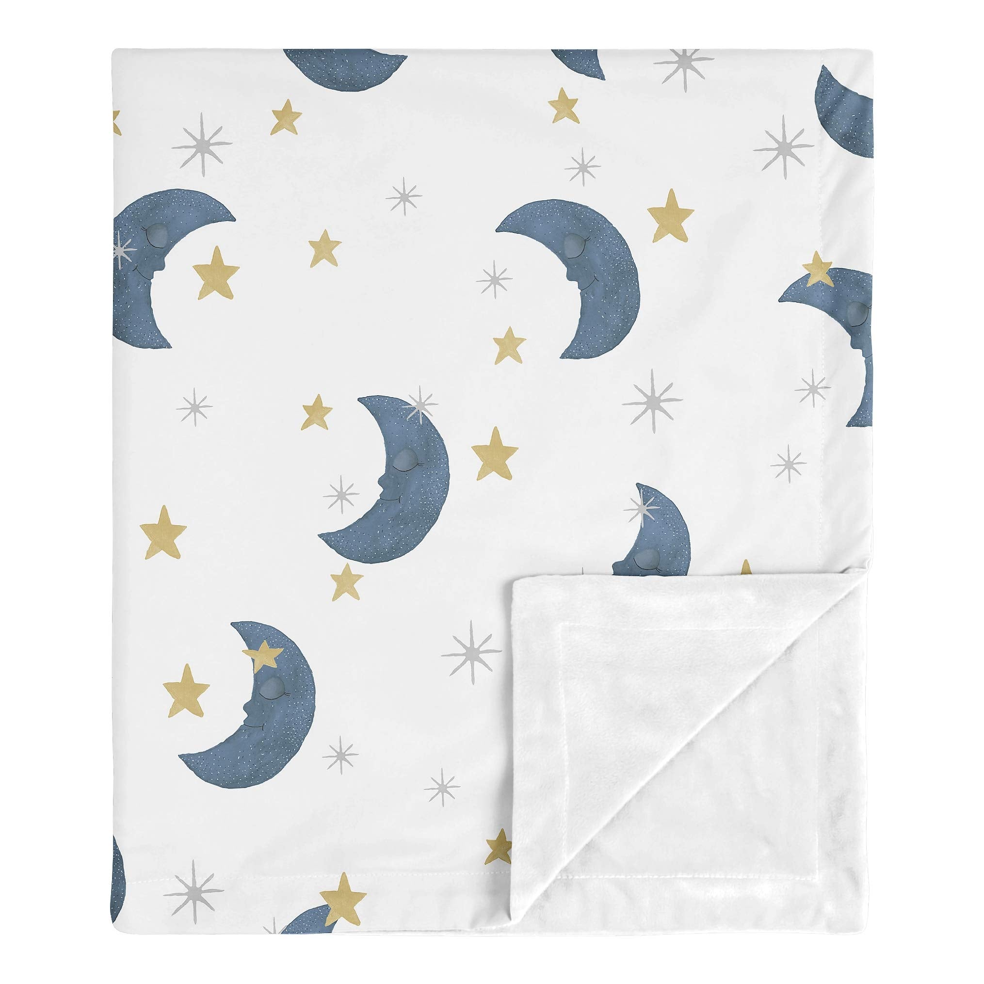 Sweet Jojo Designs Moon and Star blanket front view for cozy swaddling.