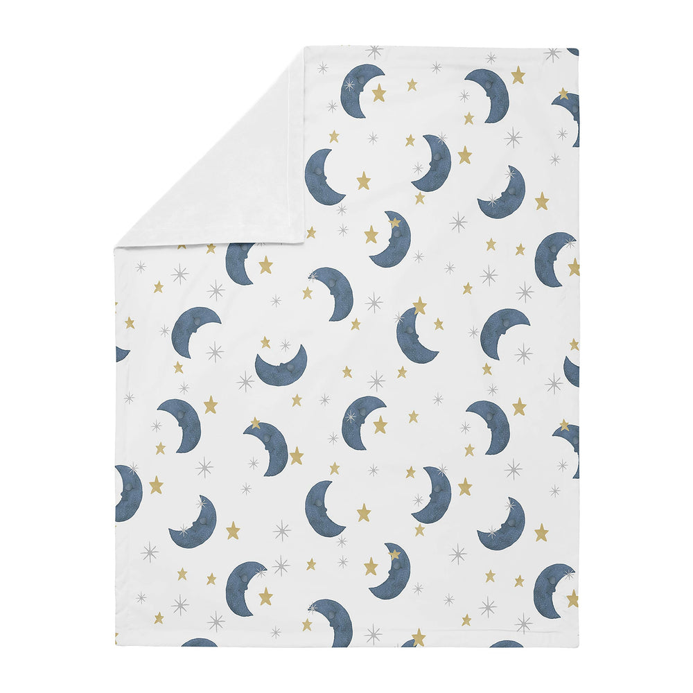 Sweet Jojo Designs Moon and Star blanket reverse side with soft white minky.