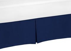 Sweet Jojo Designs navy blue crib bed skirt with four-sided tailored drop for a polished nursery look