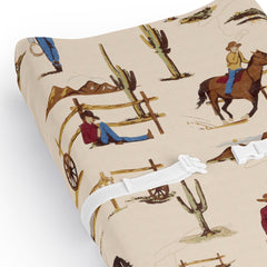 Sweet Jojo Designs neutral cream red blue nursery cover coordinates with bedding and decor.
